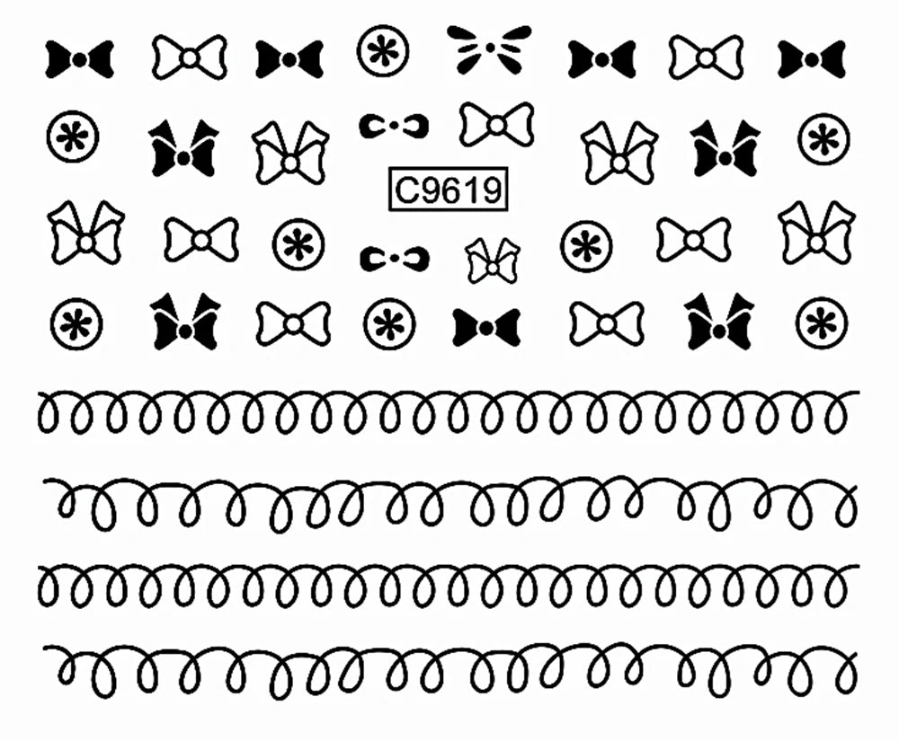 30pcs Black Line Nail Stickers 3D Irregular Line Geometric Pattern Nail Sticker Mysterious Sexy DIY Gothic Style Nail Stickers