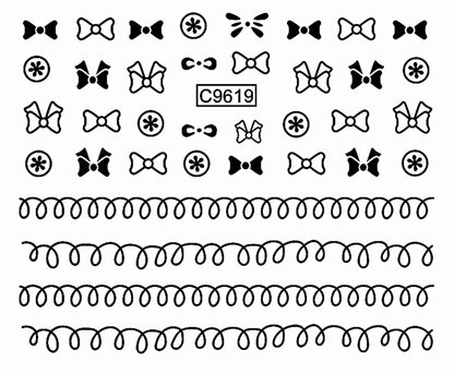 30pcs Black Line Nail Stickers 3D Irregular Line Geometric Pattern Nail Sticker Mysterious Sexy DIY Gothic Style Nail Stickers