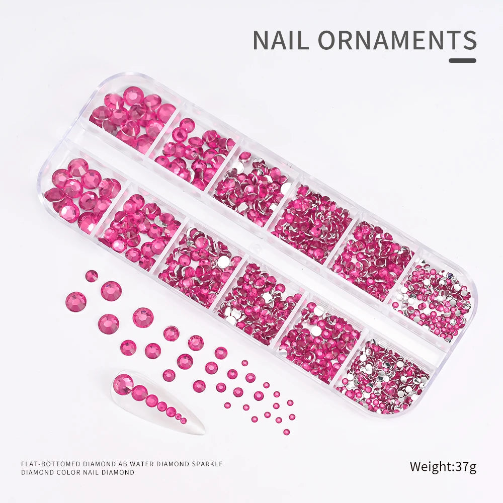 Crystal AB Rhinestone Nail Art Kit 12 Grid