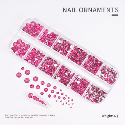 Crystal AB Rhinestone Nail Art Kit 12 Grid