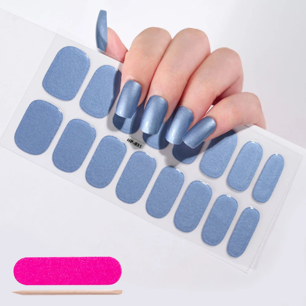Semi Cured Wraps Fast Gel Nail Sticker Soild Nail Gel Wraps Adhesive Full Cover Gel Nail Decal UV Lamp Cured Manicure Decoration