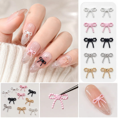3D Bow Heart Nail Charms 10pc