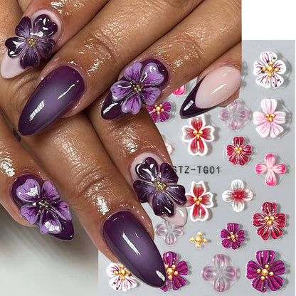 Spring Floral Jelly Nail Art Stickers