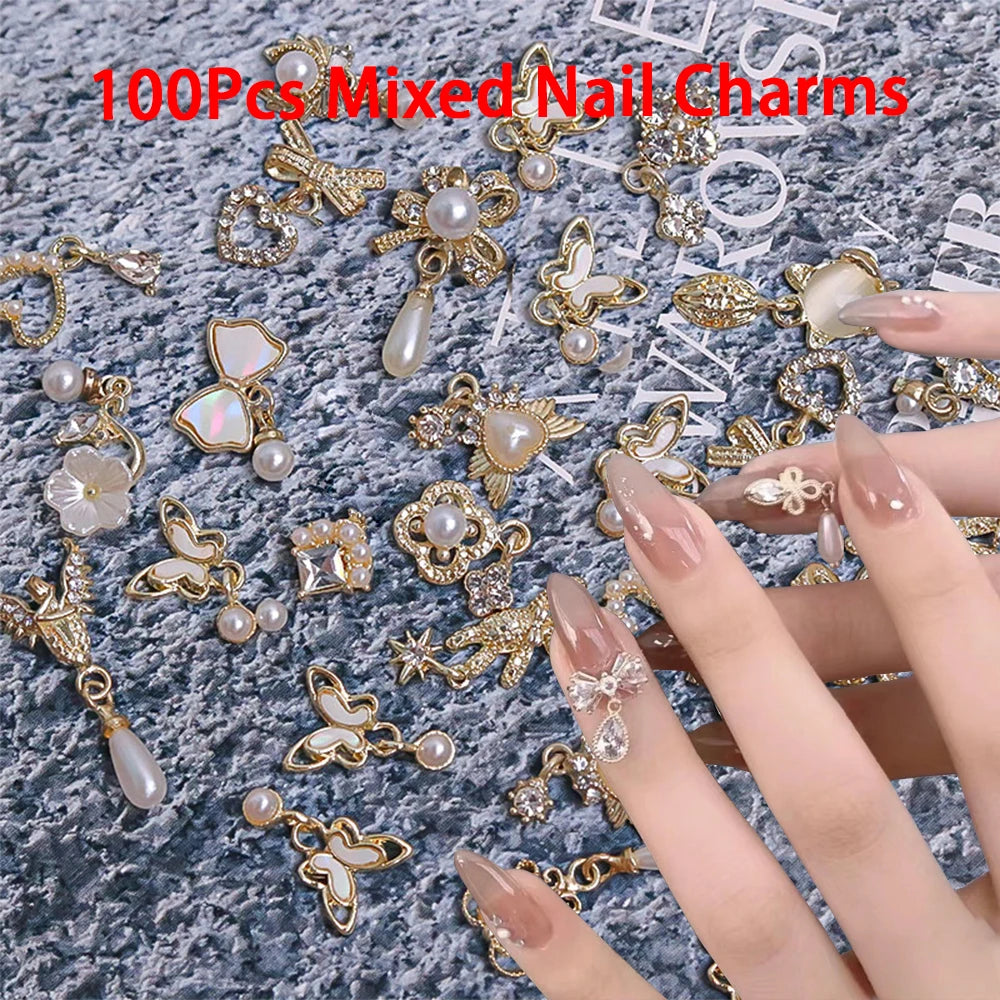Mix Zircon Rhinestone Nail Charms 100pc