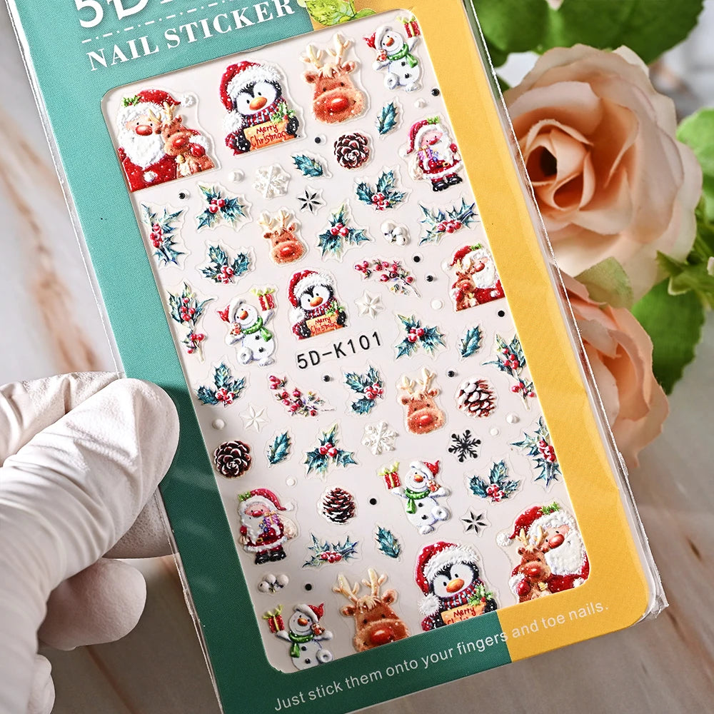 5D Sea Nail Art Stickers Embossed Self-Adhesive Ocean Beach Style Nail Slider Kawaii Starfish/Shell/Coral Reef Decor Nail Decals