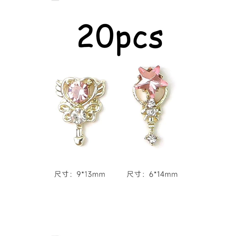 30/20/10PC Pink Ribbon Resin Bow Parts Nail Charms Mix-Style Bow Rhinestone Jewelry 8-12mm Y2K Accessory for DIY Manicure Decora