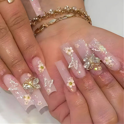 Leopard Cherry Rhinestone Press-On Nails