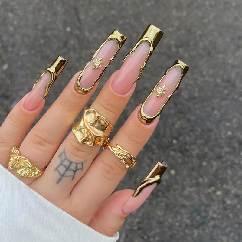 Leopard Cherry Rhinestone Press-On Nails