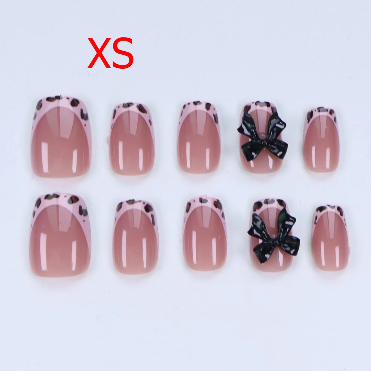 Black Bowknot Short Press-On Nails