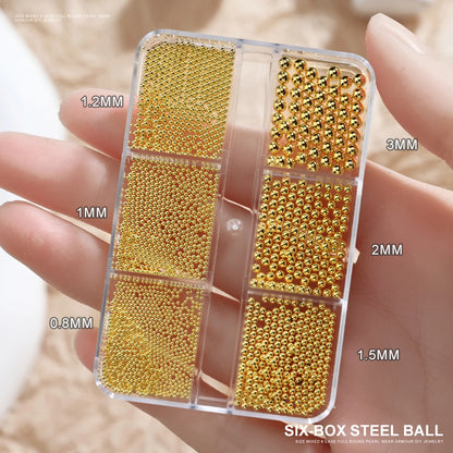 Gold Silver Pearl Caviar Nail Rhinestones