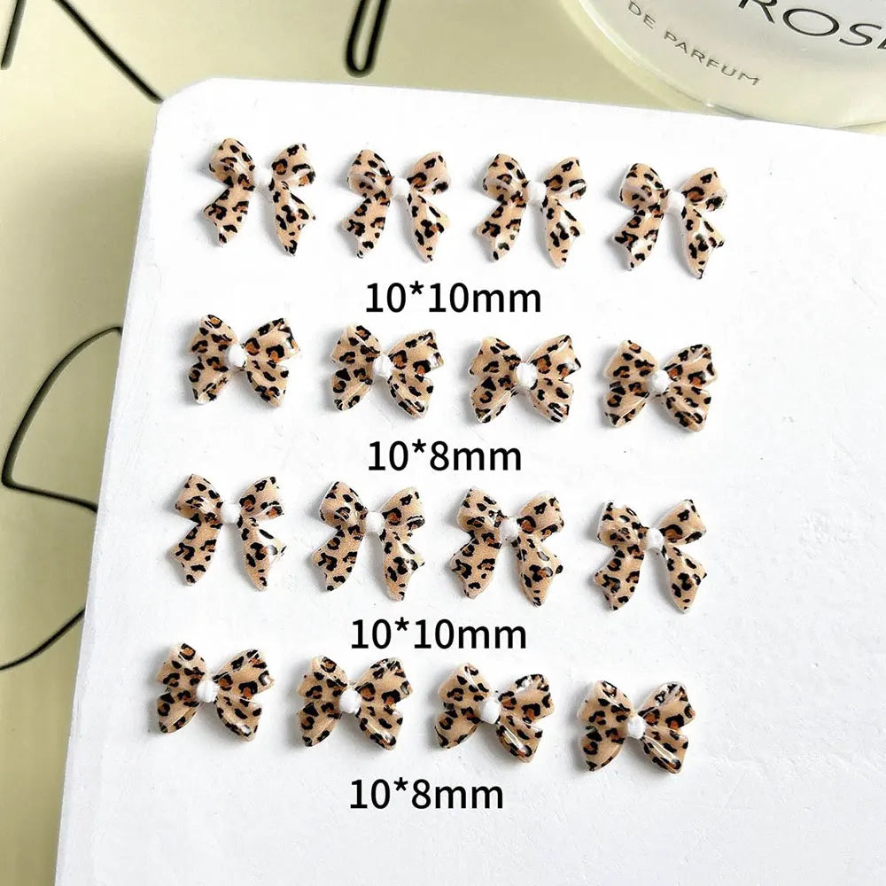 Leopard Print Bow Nail Charms 50pc