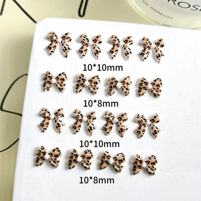 Leopard Print Bow Nail Charms 50pc