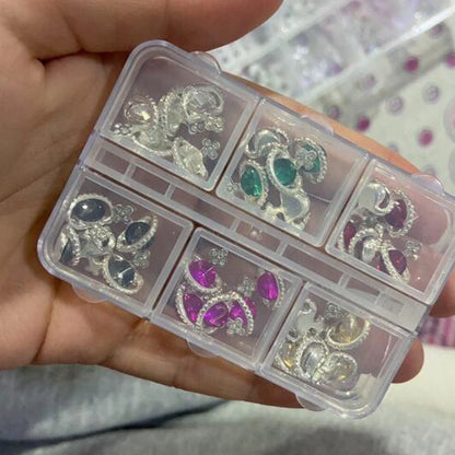 About 24Pcs/Box Mixed Designer Gems Nail Charms 10-15mm Luxury Parts Jewelry Y2K Planet Bow Hearts Rhinestones Nails Decoration*