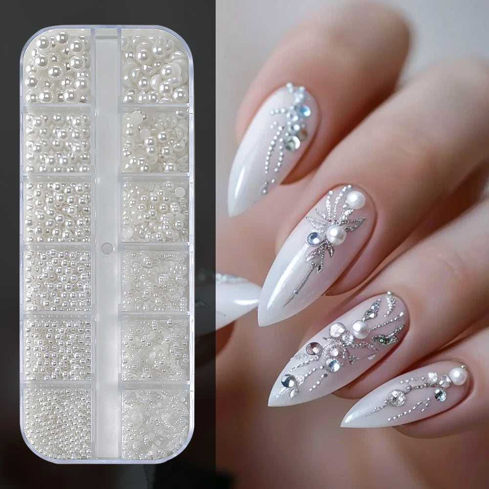 Crystal AB Rhinestone Nail Art Kit 12 Grid