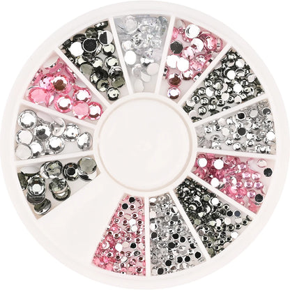 1Box Mixed Acrylic Gems Nail Rhinestones 3D Metal Alloy Nail Charms Flat Jewelry Decoration DIY Manicure Accessory DIY Stones*5H