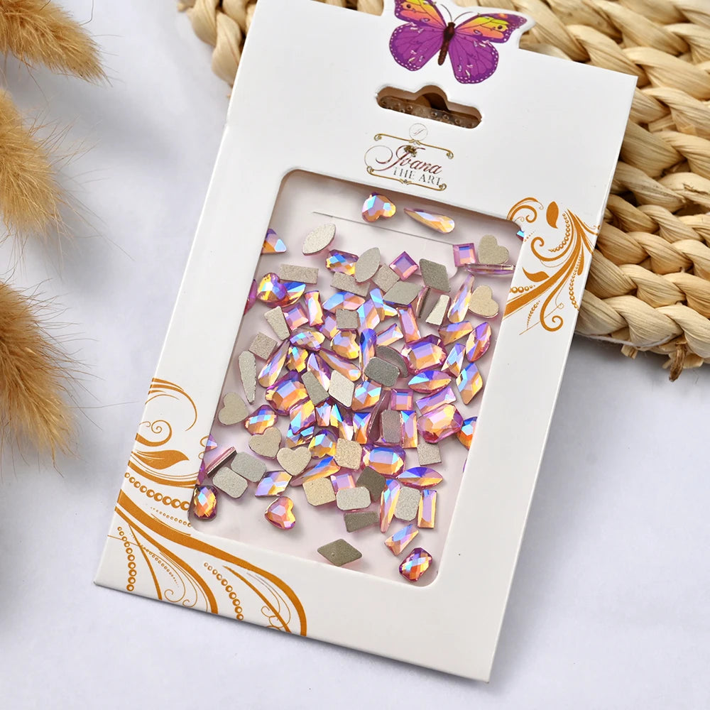 6mm Light Pink Heart Rhinestone 3D Nail Art Charms 50Pcs Flat-Back Crystal Manicure Accessory DIY Love Gems Stone Nail Decor*YK9