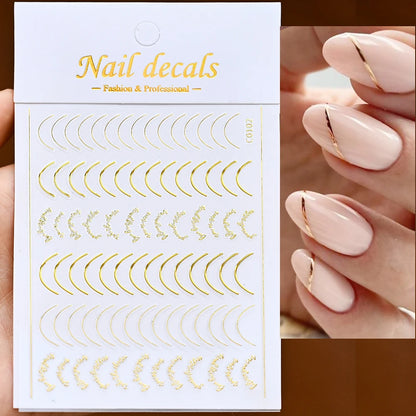 3D French Nail Stickers 1pcs French Romance Fashion Nail Accessories Metal Line Nail Stickers Nail Art Stickers Nail Stickers