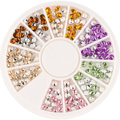 1Box Mixed Acrylic Gems Nail Rhinestones 3D Metal Alloy Nail Charms Flat Jewelry Decoration DIY Manicure Accessory DIY Stones*5H