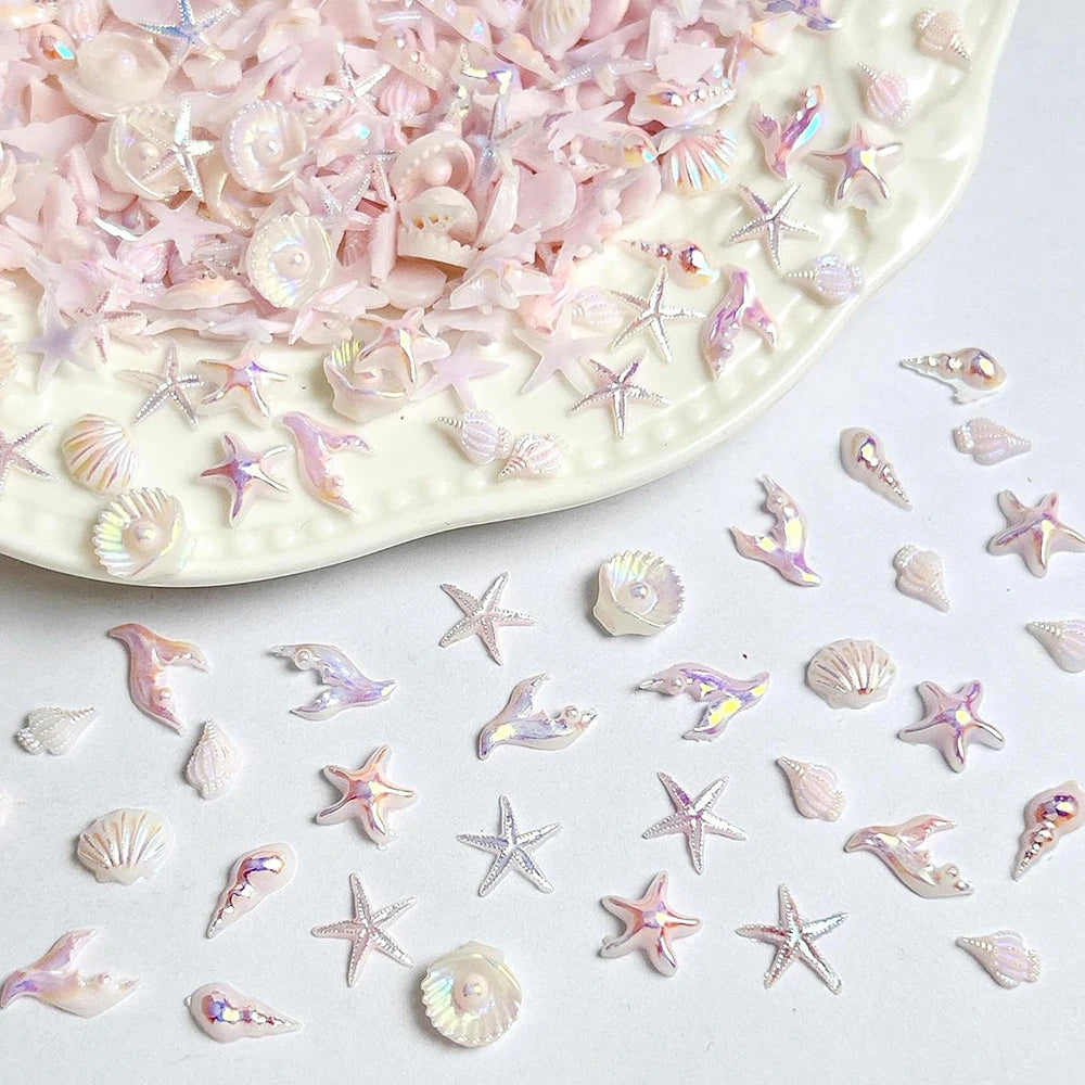 Ocean Theme Shell Starfish Nail Gems 50pc