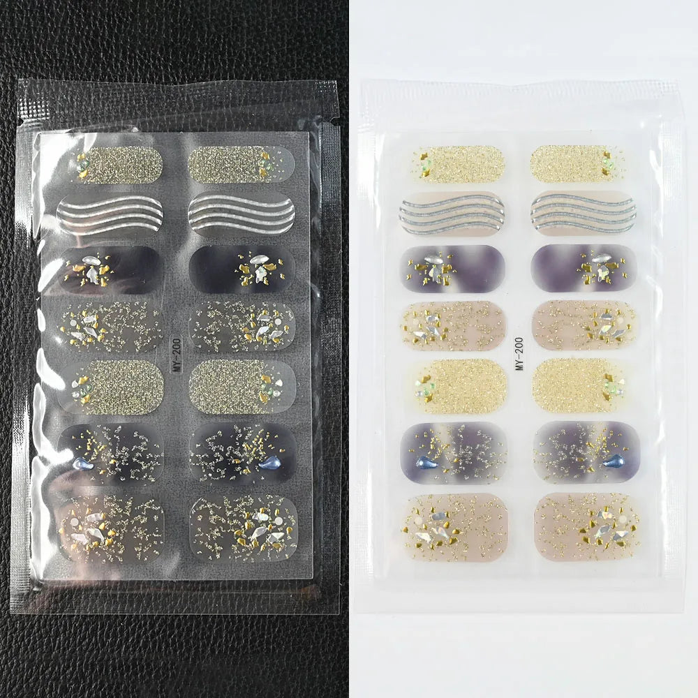 59 Style of Nail Stickers 1Sheet Rhinestones Fashion Nail Wraps Self Adhesive Manicure Decoracion DIY Full Cover Nail Sticker#5-