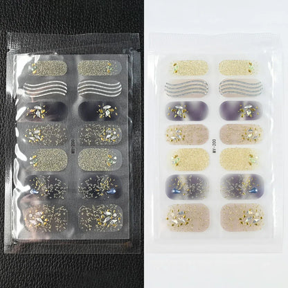59 Style of Nail Stickers 1Sheet Rhinestones Fashion Nail Wraps Self Adhesive Manicure Decoracion DIY Full Cover Nail Sticker#5-