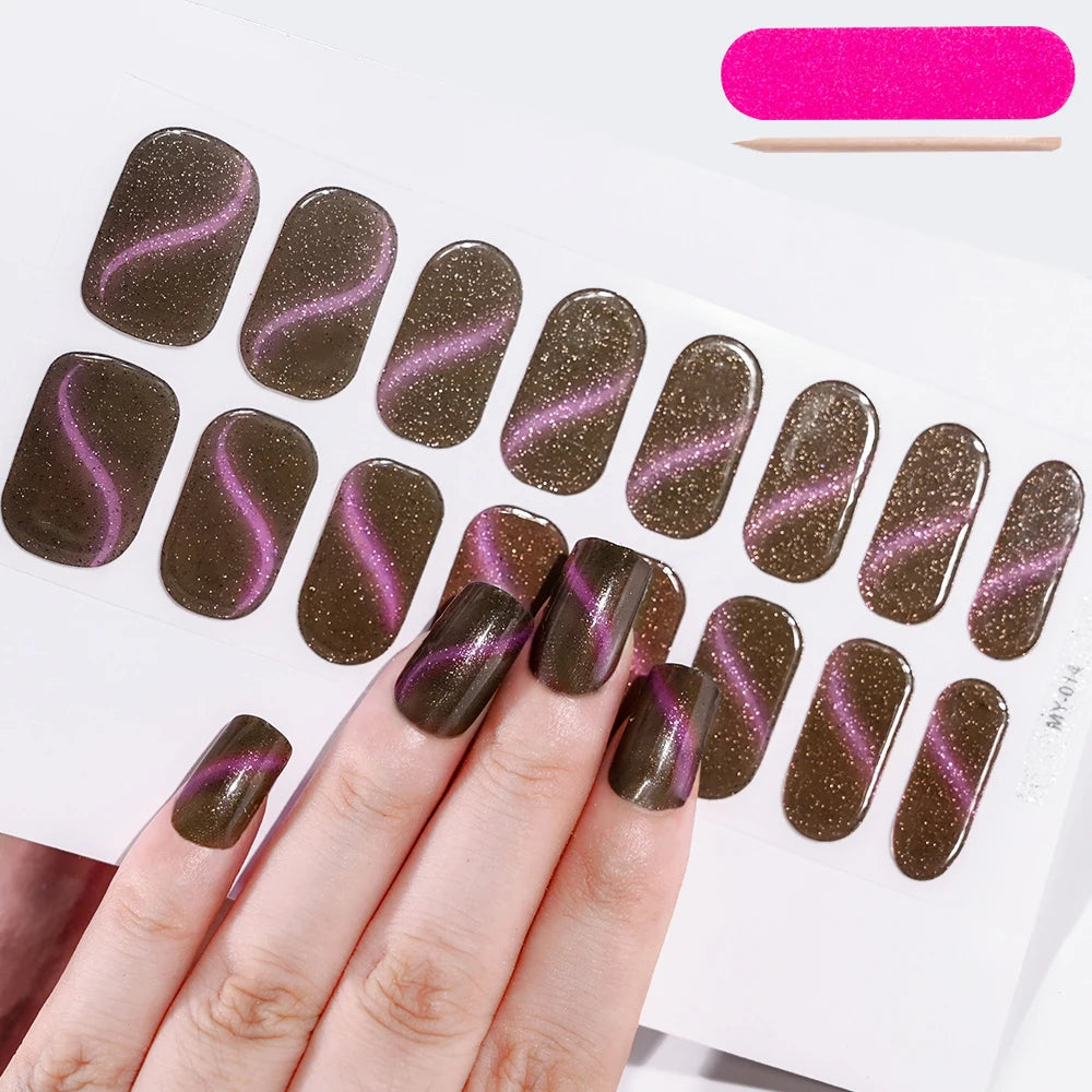 Clear Semi Cured Gel Nail Stickers infused Transparent Gel Polish Slider UV lamp Cured Extended Nails Tip Strips DIY Manicure*T1