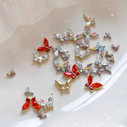 Pink Butterfly Zircon Nail Charms 10pc