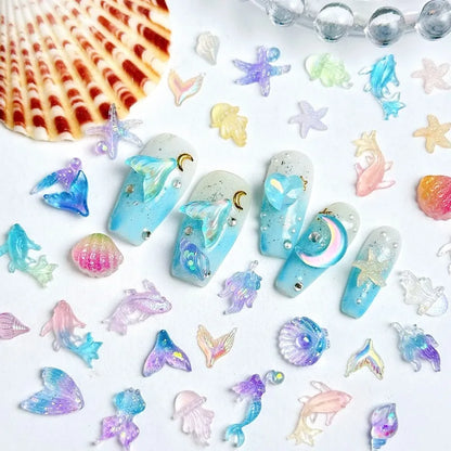 Conch Shell Jellyfish Ocean Nail Charms 50pc