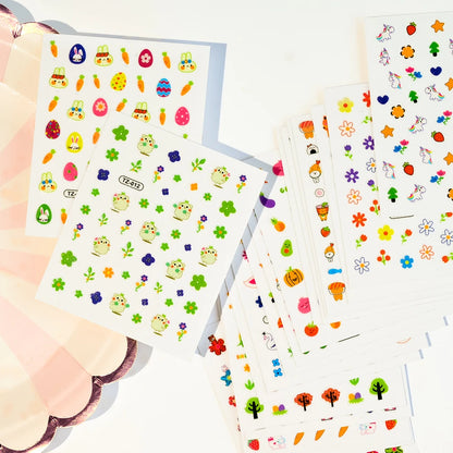 20Pcs Cartoon Luminous Kids Stickers Kawaii Self-Adhesive Nail Decals  Glow Bunny Eggs Chick Slider for Nails Decor DIY Manicure