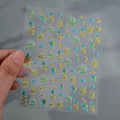 5D Bohemian Gold Silver Nail Art Stickers