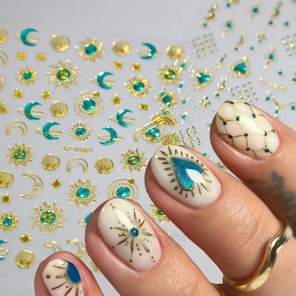 5D Bohemian Gold Silver Nail Art Stickers