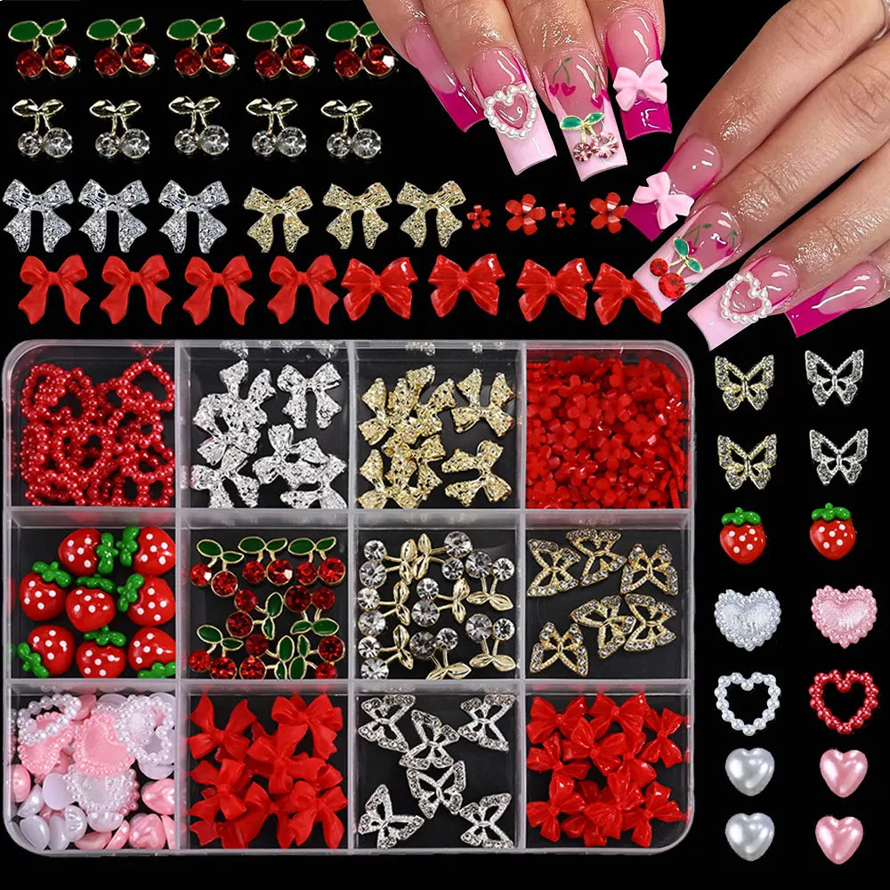 Gold Bow Butterfly Metal Nail Charms 120pc
