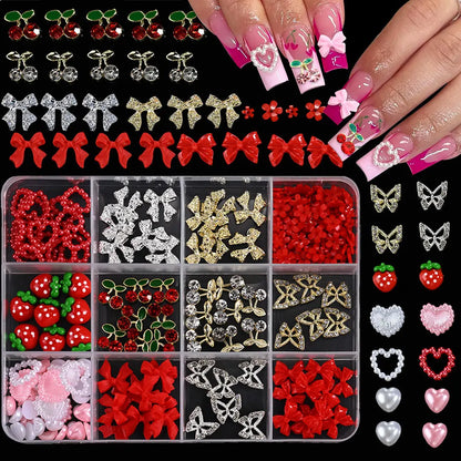 Gold Bow Butterfly Metal Nail Charms 120pc