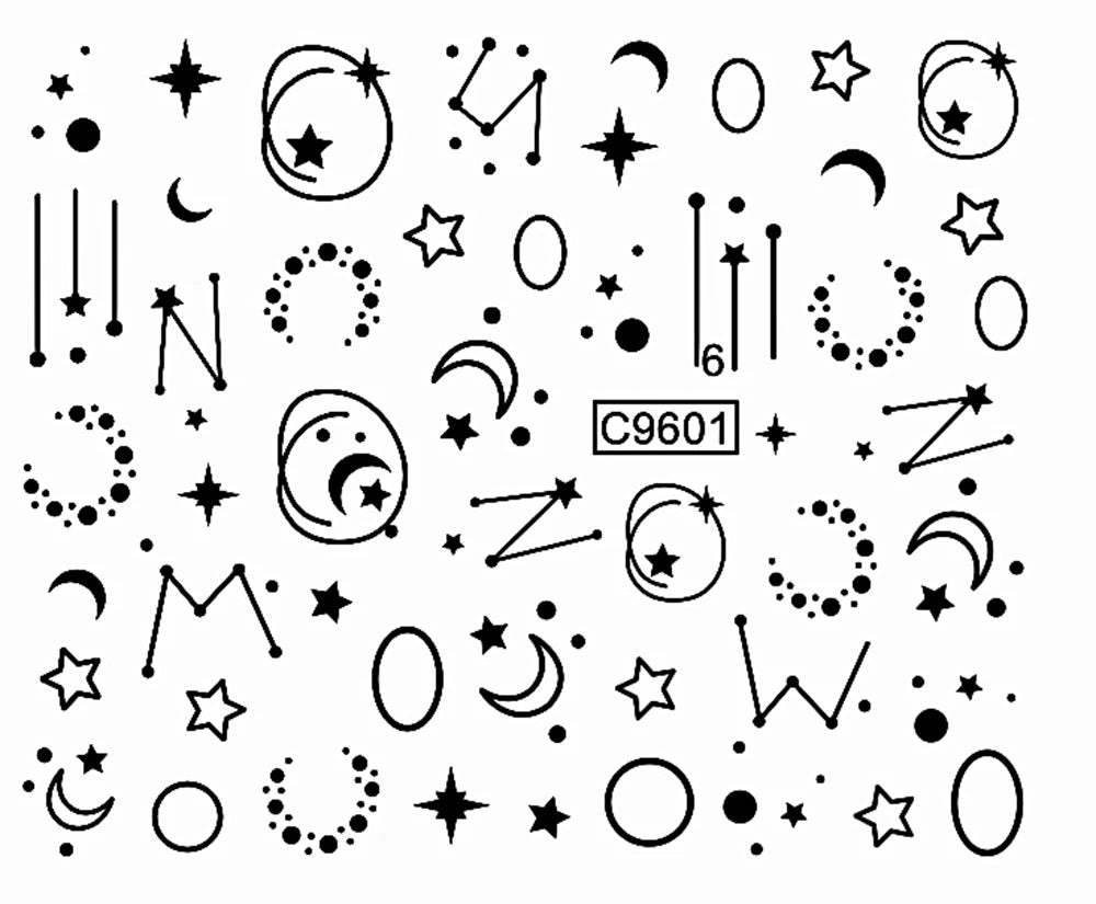 30pcs Black Line Nail Stickers 3D Irregular Line Geometric Pattern Nail Sticker Mysterious Sexy DIY Gothic Style Nail Stickers