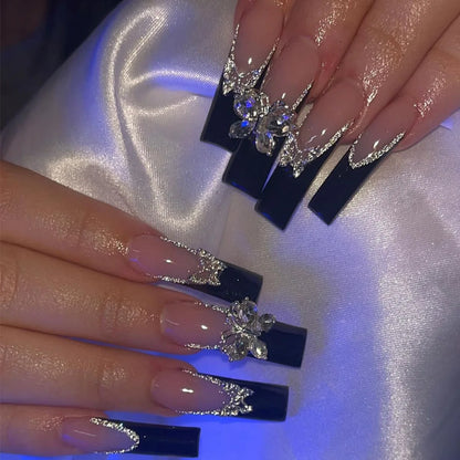 Leopard Cherry Rhinestone Press-On Nails