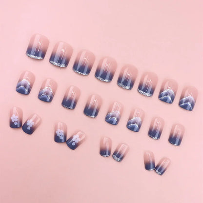 Pink Glitter Flower Press-On Nails