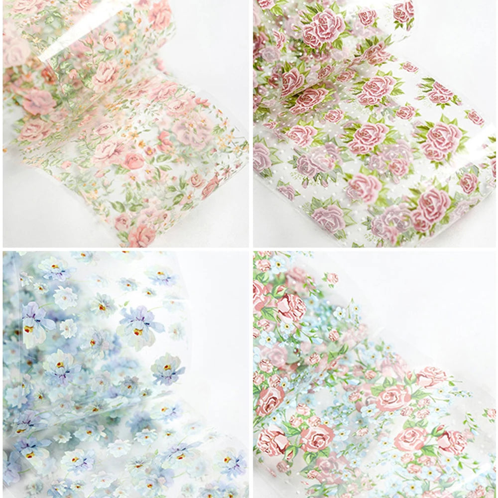 10Roll/Box Rose Flowers Designs Transfer Foil Sky Decals Transfer Foil Nails Sliders Holographic Flower Stickers Manicure Decor*