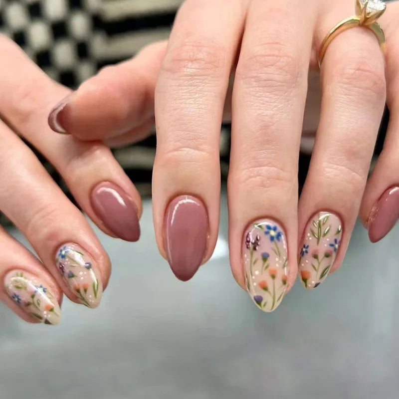 Wine Red Almond Press-On Nails