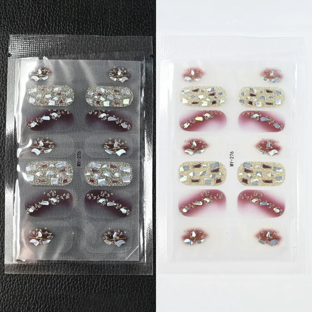 59 Style of Nail Stickers 1Sheet Rhinestones Fashion Nail Wraps Self Adhesive Manicure Decoracion DIY Full Cover Nail Sticker#5-