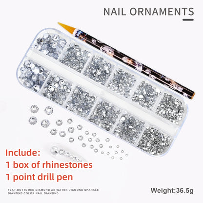 Crystal AB Rhinestone Nail Art Kit 12 Grid