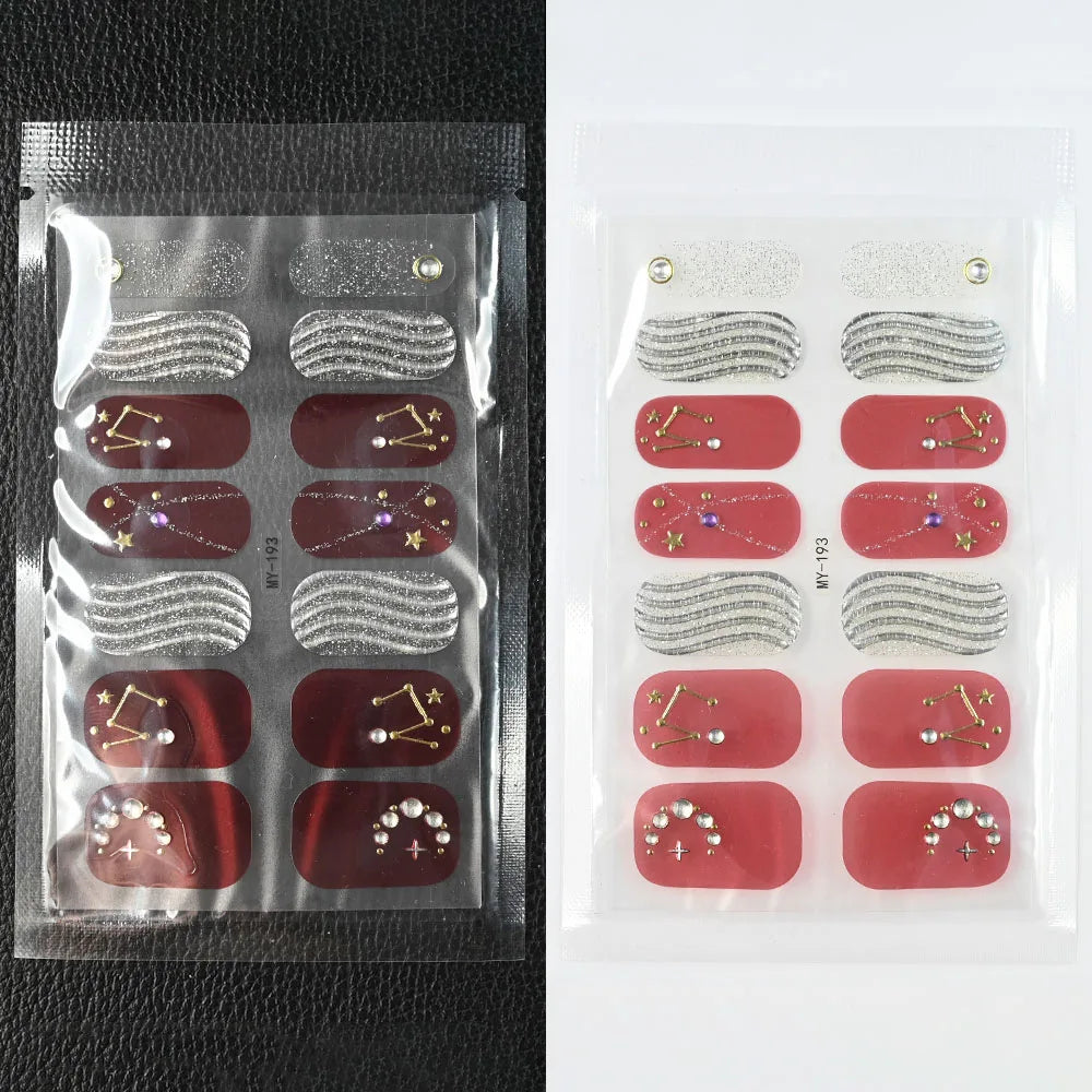59 Style of Nail Stickers 1Sheet Rhinestones Fashion Nail Wraps Self Adhesive Manicure Decoracion DIY Full Cover Nail Sticker#5-