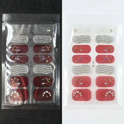 59 Style of Nail Stickers 1Sheet Rhinestones Fashion Nail Wraps Self Adhesive Manicure Decoracion DIY Full Cover Nail Sticker#5-