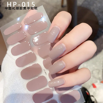 Semi Cured Wraps Fast Gel Nail Sticker Soild Nail Gel Wraps Adhesive Full Cover Gel Nail Decal UV Lamp Cured Manicure Decoration