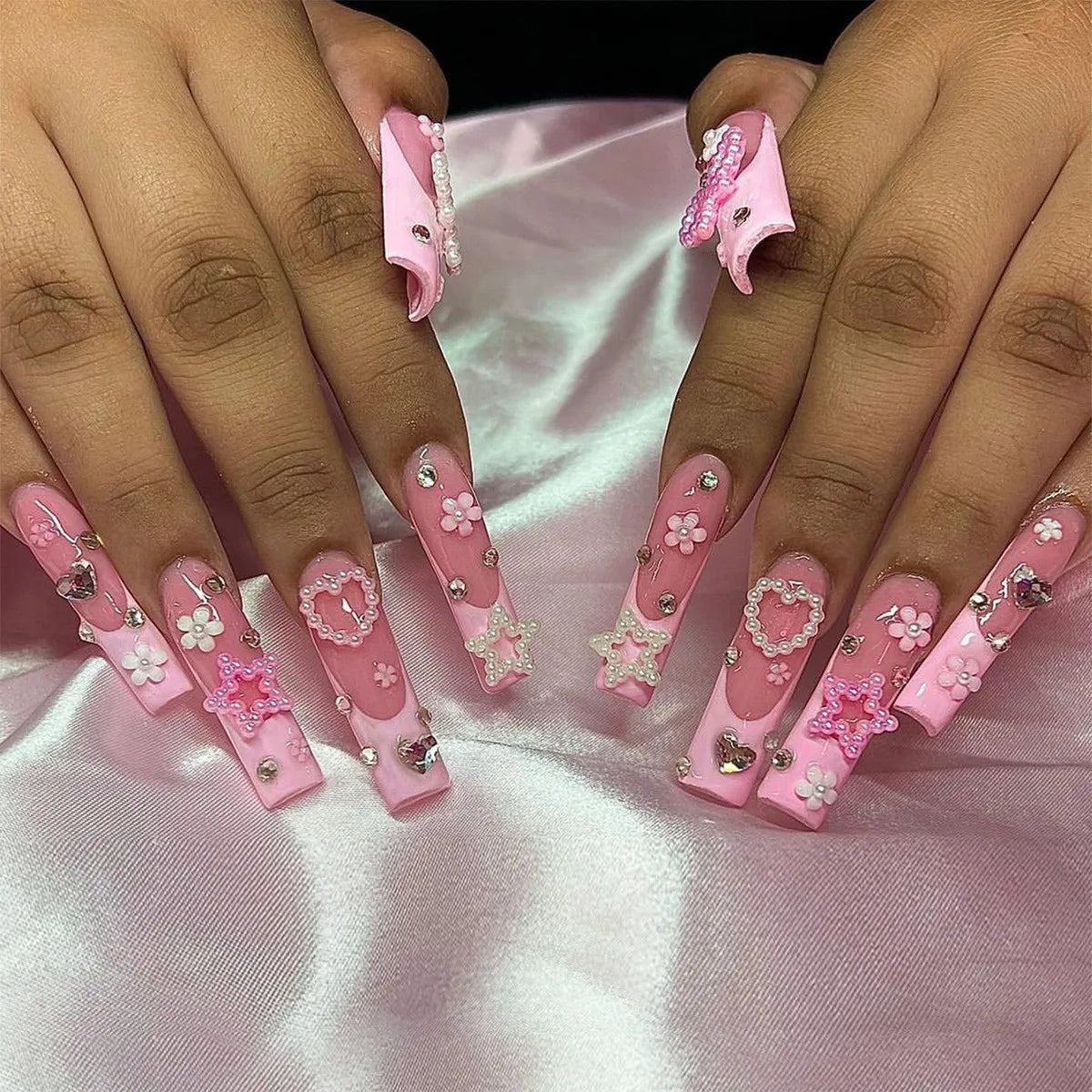 Leopard Cherry Rhinestone Press-On Nails