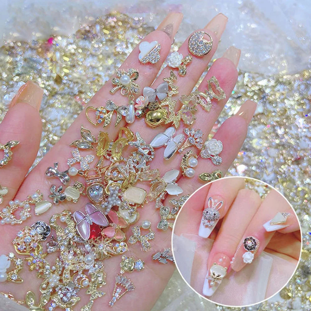 Mix Zircon Rhinestone Nail Charms 100pc