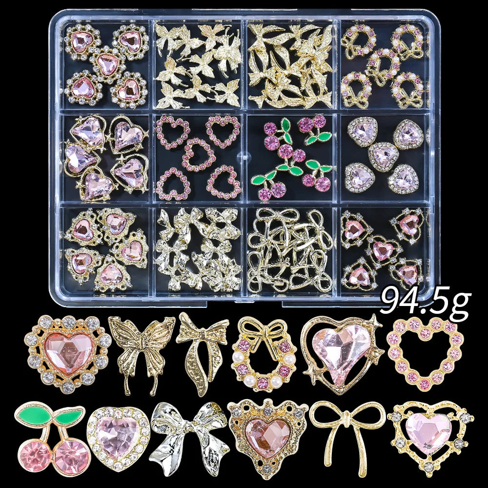 Gold Bow Butterfly Metal Nail Charms 120pc