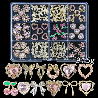 Gold Bow Butterfly Metal Nail Charms 120pc