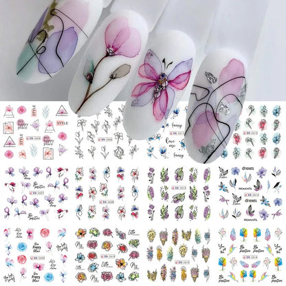 Ink Bloom Graffiti Nail Art Stickers