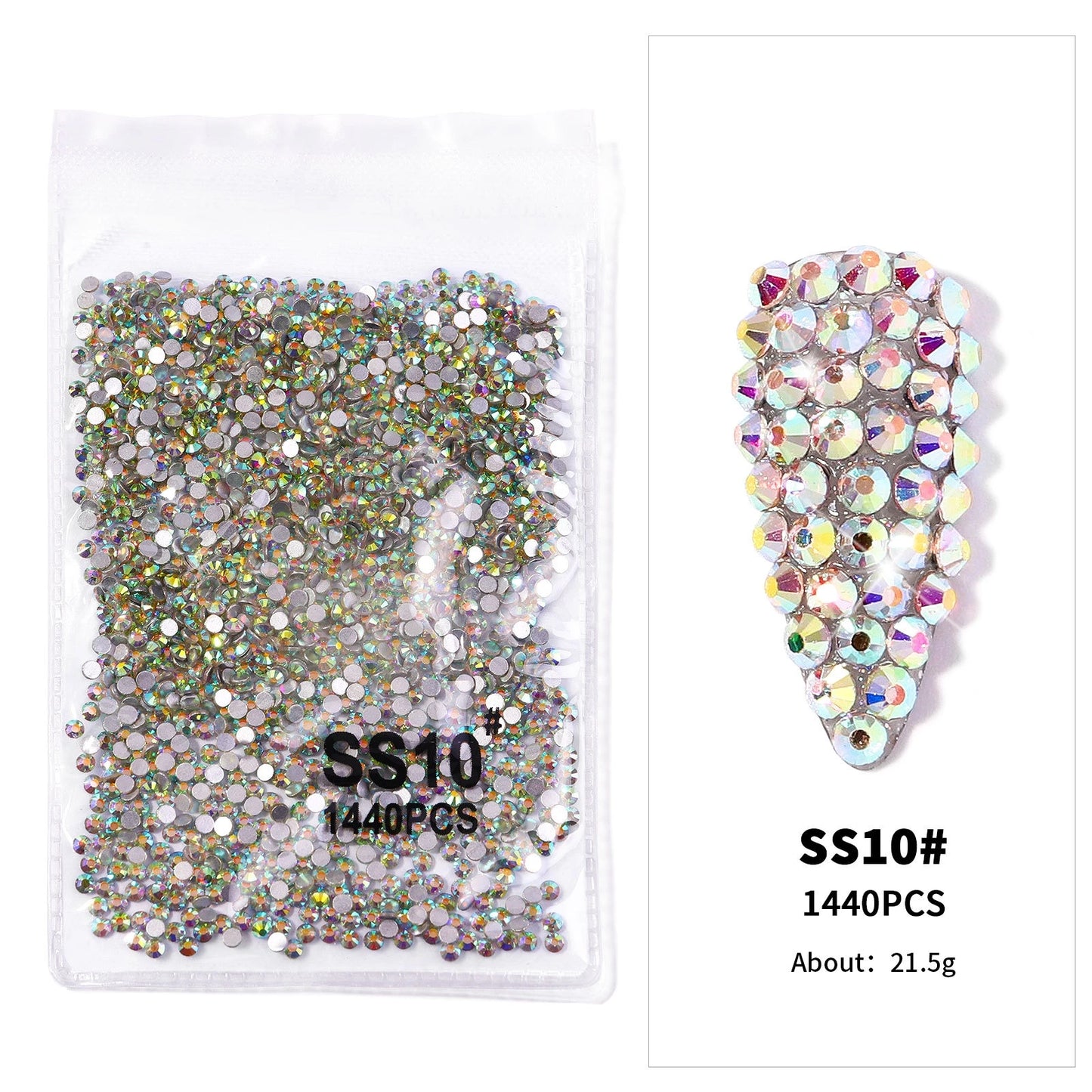 Crystal AB Rhinestone Nail Art Kit 12 Grid