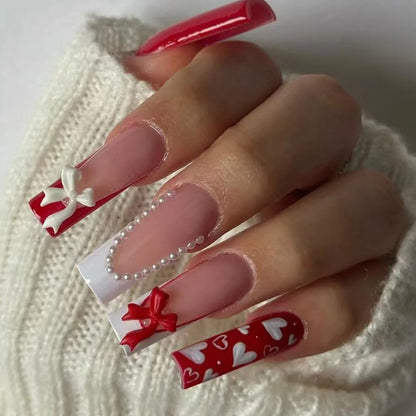 Leopard Cherry Rhinestone Press-On Nails